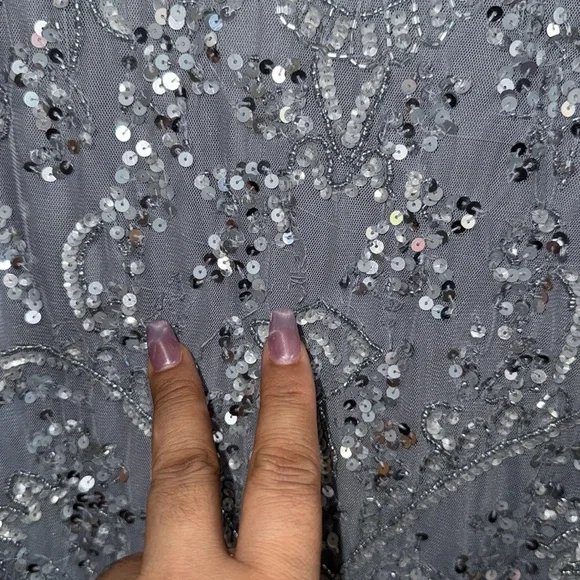 Elegant Gray Mesh Sequin Top - Picture 3 of 5